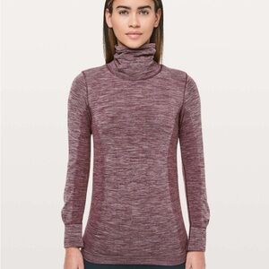 Lululemon Woolly Wonder long Sleeves Lightweight Turtleneck Dark Adobe / White 6